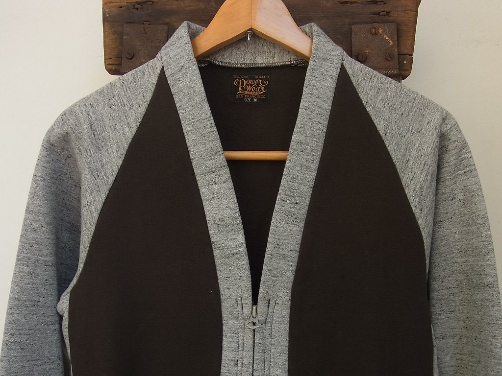 FREEWHEELERS / TWO-TONE ZIP FRONT CARDIGAN TYPE SWEAT SHIRT  (#1534005,CHARCOAL BLACK × DARK MIX GRAY)