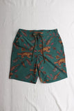 FREEWHEELERS / "ADVENTURE COLLECTION" OUTDOOR SHORTS (#2022026,ANCIENT MONSTERS PRINT DEEP TEAL GREEN)