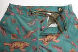 FREEWHEELERS / "ADVENTURE COLLECTION" OUTDOOR SHORTS (#2022026,ANCIENT MONSTERS PRINT DEEP TEAL GREEN)