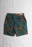FREEWHEELERS / "ADVENTURE COLLECTION" OUTDOOR SHORTS (#2022026,ANCIENT MONSTERS PRINT DEEP TEAL GREEN)
