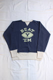 FREEWHEELERS / "BEAT 'EM" ATHLETIC SWEAT SHIRT (#2234004,OLD NAVY × DRY CREAM)