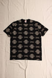 FREEWHEELERS / "MOTOR PSYCLONE ALL OVER PRINT" SET-IN SHORT SLEEVE T-SHIRT (#2225027,SHADY BLACK)