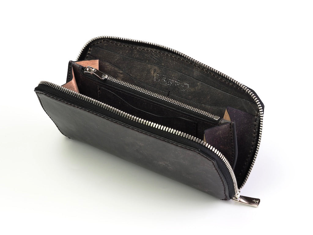 MANIFOLD / ROUND FASTENER WALLET (MW-11,BLACK VINTAGE