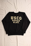 FREEWHEELERS / "U.S.C.G. KODIAK" SIDEWAYS SERIES SET-IN SLEEVE SWEAT SHIRT (#2134005,BLACK)