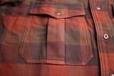 FREEWHEELERS / "Baldy Gus" MECHANIC SHIRT (#2433006,RED BROWN × DARK BROWN × DARK KHAKI OLIVE)