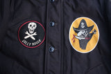 FREEWHEELERS / "KNUCKLE BONES" on "AAF 90thBG 400thBSQ" CIVILIAN DECK JACKET (#2531004,DARK NAVY)