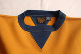 FREEWHEELERS / "Devil Dog" DOUBLE V SWEAT SHIRT (#2534003,OLD GOLD × DEEP BLUEBERRY)