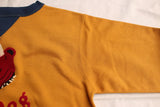 FREEWHEELERS / "Devil Dog" DOUBLE V SWEAT SHIRT (#2534003,OLD GOLD × DEEP BLUEBERRY)