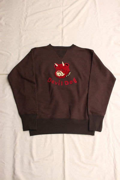FREEWHEELERS / "Devil Dog" DOUBLE V SWEAT SHIRT (#2534003,CHARCOAL BLACK × SOOT BLACK)