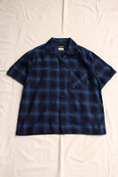 COLIMBO / MODEST OPEN COLLAR SHIRT "INDIGO OMBRE CHECK" (ZA-0307,BLUISH CHECK)