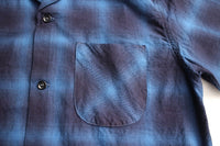 COLIMBO / MODEST OPEN COLLAR SHIRT "INDIGO OMBRE CHECK" (ZA-0307,BLUISH CHECK)