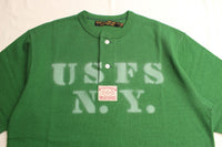 FREEWHEELERS / "U.S. FOREST SERVICE" HENLEY NECKED TYPE SHORT SLEEVE SHIRT (#2425019,TURF GREEN)