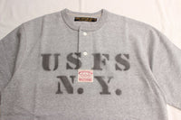 FREEWHEELERS / "U.S. FOREST SERVICE" HENLEY NECKED TYPE SHORT SLEEVE SHIRT (#2425012,MIX GRAY)