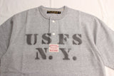 FREEWHEELERS / "U.S. FOREST SERVICE" HENLEY NECKED TYPE SHORT SLEEVE SHIRT (#2425012,MIX GRAY)