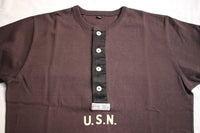 FREEWHEELERS / U.S. NAVY "Jolly Rogers" VF-17 HENLEY NECK LONG SLEEVE SHIRT (#2435002,JET BLACK)