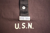 FREEWHEELERS / U.S. NAVY "Jolly Rogers" VF-17 HENLEY NECK LONG SLEEVE SHIRT (#2435002,JET BLACK)