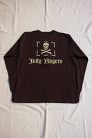 FREEWHEELERS / U.S. NAVY "Jolly Rogers" VF-17 HENLEY NECK LONG SLEEVE SHIRT (#2435002,JET BLACK)