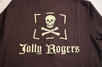 FREEWHEELERS / U.S. NAVY "Jolly Rogers" VF-17 HENLEY NECK LONG SLEEVE SHIRT (#2435002,JET BLACK)