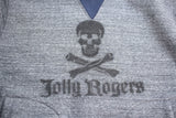 FREEWHEELERS / "U.S.NAVY VF-17 Jolly Rogers" TURTLE NECK SWEAT SHIRT (#2434012,GRAINED CHARCOAL GRAY × OLD NAVY)