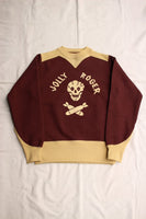 FREEWHEELERS / "USAAF 90TH BG 320TH BSQ JOLLY ROGER" ATHLETIC SWEAT SHIRT (#2434011,OLD BROWN × DRY BEIGE)