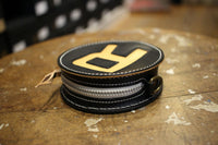 BO'S GLAD RAGS / SUNKEN R ROUND CHANGE PURSE ROUNDHOUSE TWO-TONE (PB19-01,BLACK × NATURAL "R")