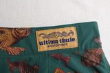 FREEWHEELERS / "ADVENTURE COLLECTION" OUTDOOR SHORTS (#2022026,ANCIENT MONSTERS PRINT DEEP TEAL GREEN)