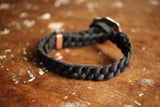 BARNSTORMERS / Mid 1960s Cowhide Braided Bracelet,Sterling Silver Clasp (A16-03,BLACK)