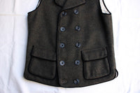 FREEWHEELERS / "Cummings" DOUBLE BREASTED NOTCHED COLLAR VEST (#1231022,GRAINED DARK GREEN)
