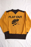 FREEWHEELERS / ATHLETIC SWEAT SHIRT "FLAT OUT" (#1934001,OLD GOLD × SOOT BLACK)
