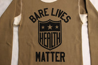 BO'S GLAD RAGS / "Health Shield Bare Lives Matter" MID 1950s STANDARD TWO-TONE PRINTED THERMAL UNDERSHIRT (C20-01,KHAKI)