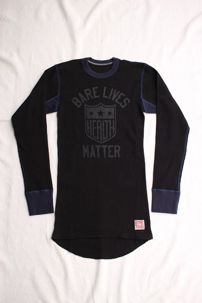 BO'S GLAD RAGS / "Health Shield Bare Lives Matter" MID 1950s STANDARD TWO-TONE PRINTED THERMAL UNDERSHIRT (C20-01,BLACK)
