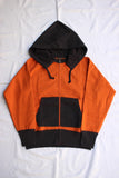 FREEWHEELERS / "TIGERS" AFTER HOOD FRONT ZIPPER SWEAT PARKA (#2234002,BLAZE ORANGE × SOOT BLACK)