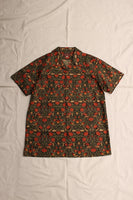 ADJUSTABLE COSTUME / "Willam Morris Strawberry Thief,1883" Open Collar Short Sleeve Shirt (AS-112,BLACK)